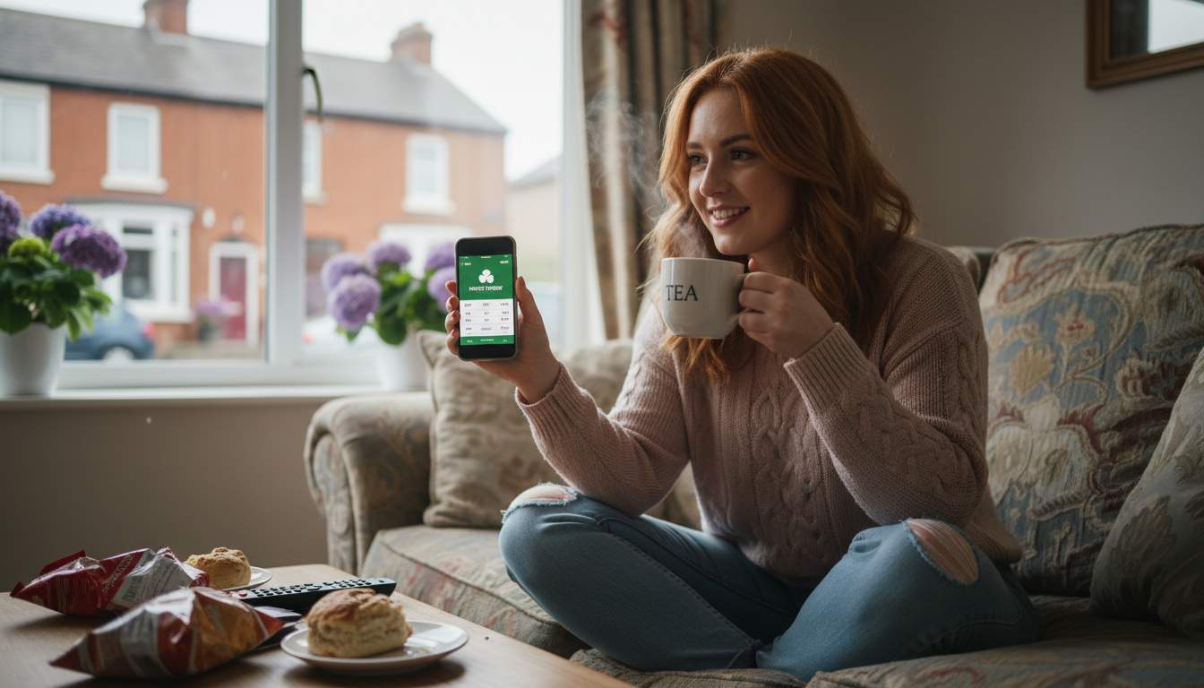 A woman enjoying sports betting at home