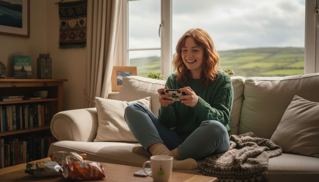 A woman enjoying games on her laptop
